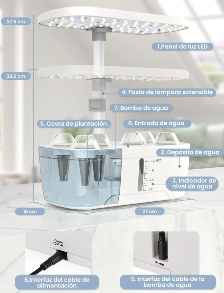 🏆 La Mejor Guía Definitiva del Smart Garden GOLUMUP 6 Plantas 🥬 3 Características del Smart Garden GOLUMUP de 6 plantas para hidroponía
